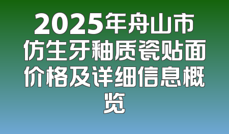 2025年舟山市仿生牙釉质瓷贴面价格及详细信息概览
