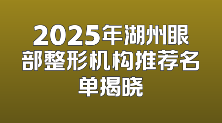 2025年湖州眼部整形机构推荐名单揭晓