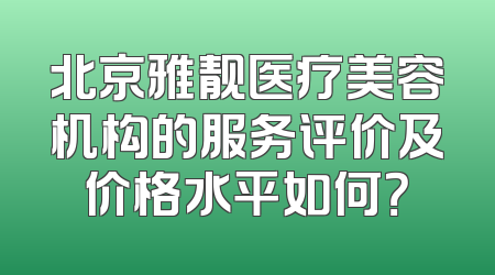 北京雅靓医疗美容机构的服务评价及价格水平如何？