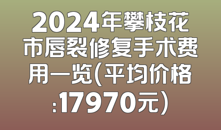 2024年攀枝花市唇裂修复手术费用一览（平均价格：17970元）