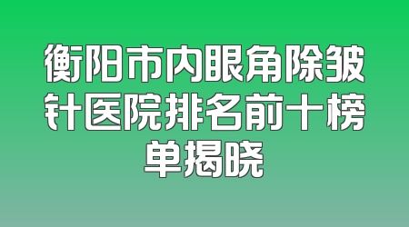 衡阳市内眼角除皱针医院排名前十榜单揭晓
