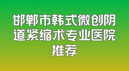 邯郸市韩式微创阴道紧缩术专业医院推荐