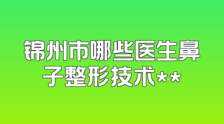 锦州市哪些医生鼻子整形技术**