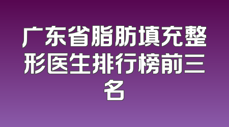 广东省脂肪填充整形医生排行榜前三名