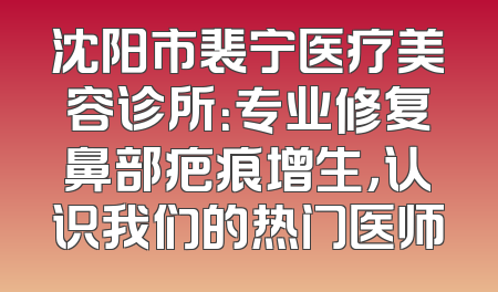 沈阳市裴宁医疗美容诊所：专业修复鼻部疤痕增生，认识我们的热门医师