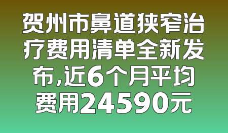 贺州市鼻道狭窄治疗费用清单全新发布，近6个月平均费用24590元