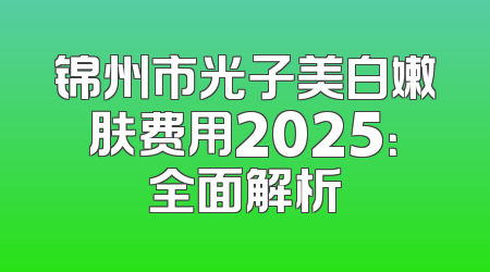锦州市光子美白嫩肤费用2025：全面解析