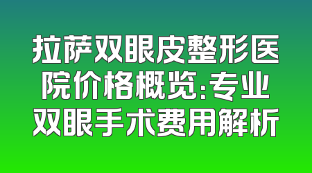 拉萨双眼皮整形医院价格概览：专业双眼手术费用解析
