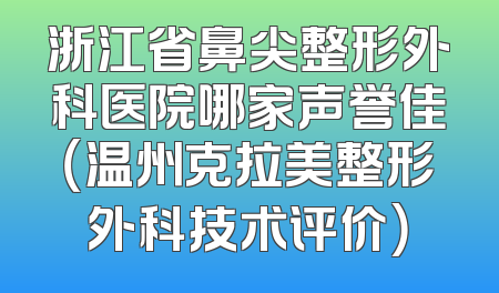 浙江省鼻尖整形外科医院哪家声誉佳（温州克拉美整形外科技术评价）