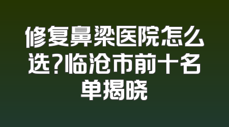 修复鼻梁医院怎么选？临沧市前十名单揭晓