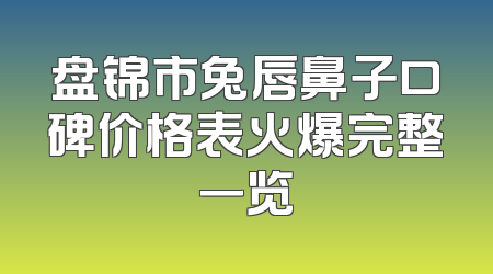 盘锦市兔唇鼻子口碑价格表火爆完整一览