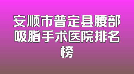 安顺市普定县腰部吸脂手术医院排名榜