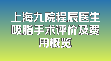 上海九院程辰医生吸脂手术评价及费用概览
