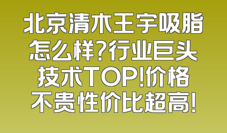 北京清木王宇吸脂怎么样？行业巨头技术TOP！价格不贵性价比超高！