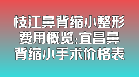 枝江鼻背缩小整形费用概览：宜昌鼻背缩小手术价格表