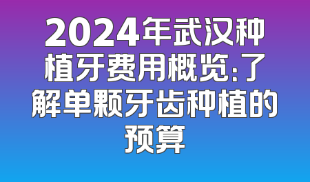 2024年武汉种植牙费用概览：了解单颗牙齿种植的预算