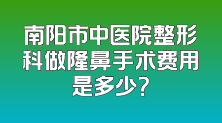 南阳市中医院整形科做隆鼻手术费用是多少？