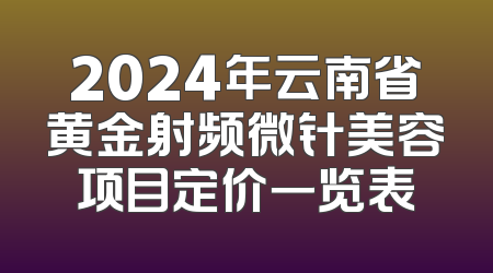 2024年云南省黄金射频微针美容项目定价一览表