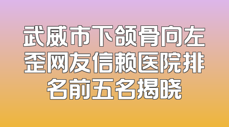 武威市下颌骨向左歪网友信赖医院排名前五名揭晓
