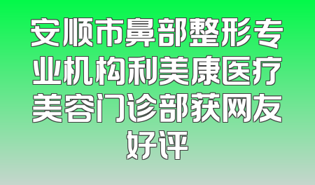 安顺市鼻部整形专业机构利美康医疗美容门诊部获网友好评