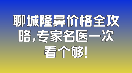 聊城隆鼻价格全攻略，专家名医一次看个够！