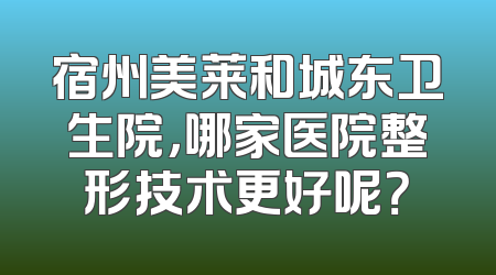 宿州美莱和城东卫生院，哪家医院整形技术更好呢？