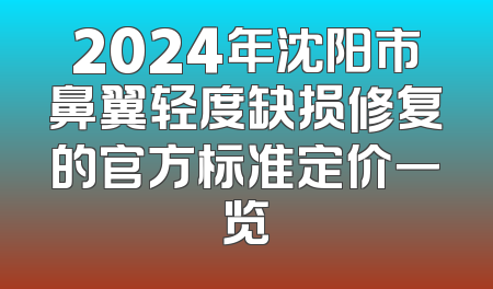 2024年沈阳市鼻翼轻度缺损修复的官方标准定价一览