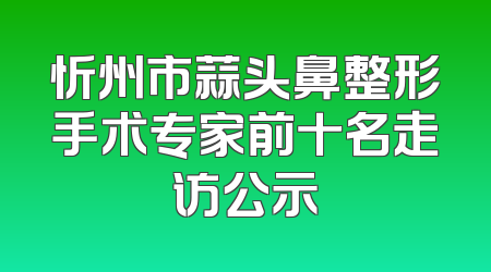 忻州市蒜头鼻整形手术专家前十名走访公示