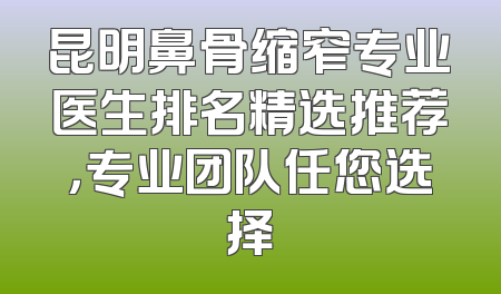 昆明鼻骨缩窄专业医生排名精选推荐，专业团队任您选择