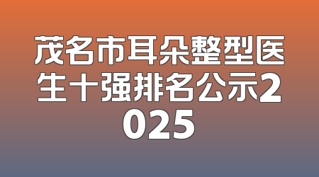 茂名市耳朵整型医生十强排名公示2025