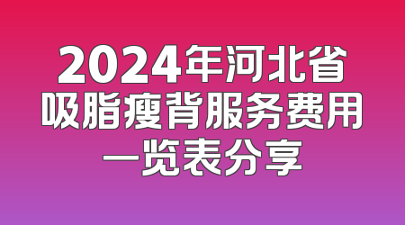 2024年河北省吸脂瘦背服务费用一览表分享