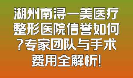 湖州南浔一美医疗整形医院信誉如何？专家团队与手术费用全解析！