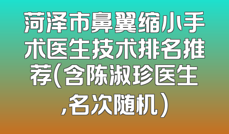 菏泽市鼻翼缩小手术医生技术排名推荐（含陈淑珍医生，名次随机）
