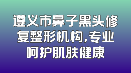 遵义市鼻子黑头修复整形机构，专业呵护肌肤健康