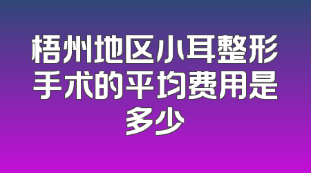 梧州地区小耳整形手术的平均费用是多少