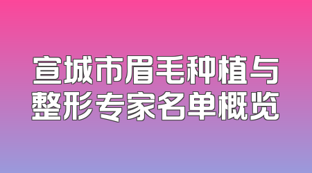 宣城市眉毛种植与整形专家名单概览