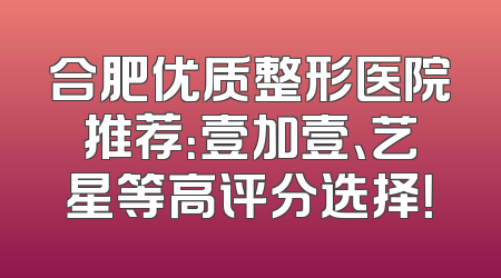 合肥优质整形医院推荐：壹加壹、艺星等高评分选择！