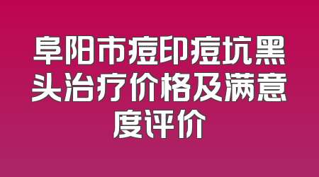 阜阳市痘印痘坑黑头治疗价格及满意度评价