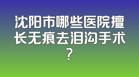 沈阳市哪些医院擅长无痕去泪沟手术？