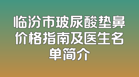 临汾市玻尿酸垫鼻价格指南及医生名单简介