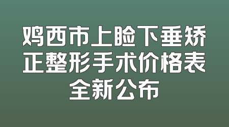 鸡西市上睑下垂矫正整形手术价格表全新公布