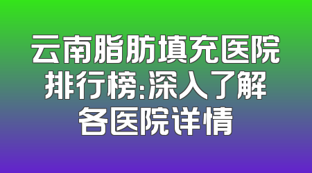 云南脂肪填充医院排行榜：深入了解各医院详情