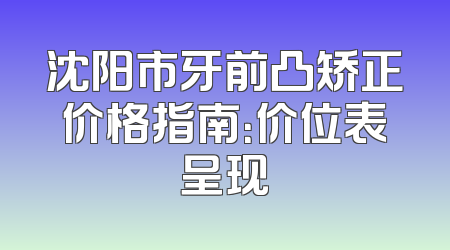 沈阳市牙前凸矫正价格指南：价位表呈现