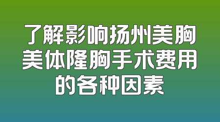 了解影响扬州美胸美体隆胸手术费用的各种因素