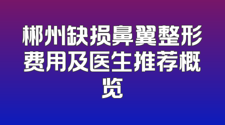 郴州缺损鼻翼整形费用及医生推荐概览