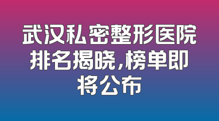 武汉私密整形医院排名揭晓，榜单即将公布