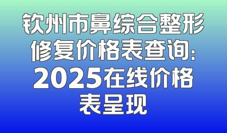 钦州市鼻综合整形修复价格表查询：2025在线价格表呈现