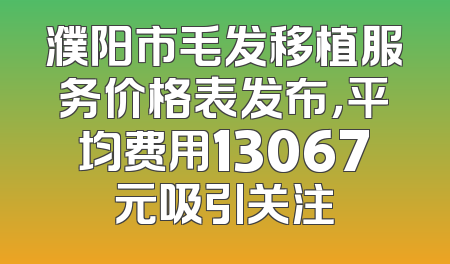 濮阳市毛发移植服务价格表发布，平均费用13067元吸引关注