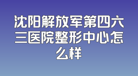 沈阳解放军第四六三医院整形中心怎么样