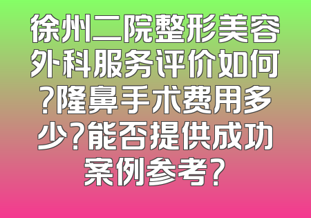 徐州二院整形美容外科服务评价如何？隆鼻手术费用多少？能否提供成功案例参考？